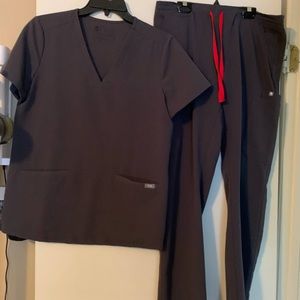 Figs charcoal Kade pant and Casma top